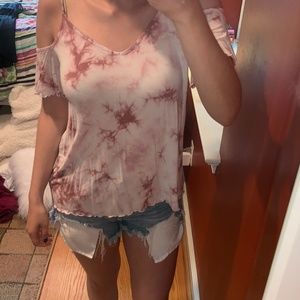American Eagle tie-dye cold shoulder top